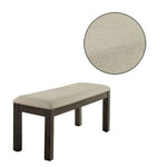 Benzara Fabric Padded Bench with Wooden Block Legs, Gray and Beige