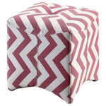 Benzara Cube Shaped Fabric Ottoman with Chevron Print, Red