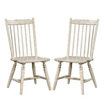 Benzara Spindle Back Wooden Side Chairs, Set of 2, Antique White