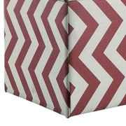 Benzara Fabric Rectangular Storage Bench with Chevron Pattern, Red