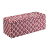 Benzara Fabric Rectangular Storage Bench with Quatrefoil Print, Red