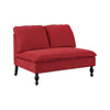 Benzara Fabric Padded Loveseat Chair with Turned Legs, Red