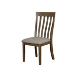 Benzara Contoured Slat Back Wood Side Chair, Set of 2, Taupe and Brown