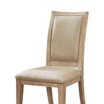 Benzara Wood and Fabric Side Chair, Set of 2, Brown and Beige
