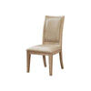 Benzara Wood and Fabric Side Chair, Set of 2, Brown and Beige