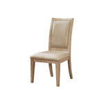 Benzara Wood and Fabric Side Chair, Set of 2, Brown and Beige