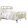 Benzara Metal Frame Twin Bed with Distressed Details, Beige