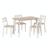 Benzara Two Tone 5 Piece Dining Table and Chair Set, Brown and White