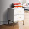 Benzara 26 Inch 2 Drawer Wooden Nightstand with Metal Base, White