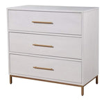 Benzara 34 Inch 3 Drawer Wooden Chest with Metal Base, Small, White