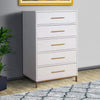 Benzara 48 Inch 3 Drawer Wooden Chest with Metal Base, White