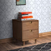 Benzara 25 Inch 2 Drawer Wooden Nightstand with Cutout Pulls, Brown