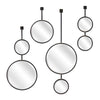 Benzara Suspended Rod Metal Encased Wall Mirror, Set of 4, Black