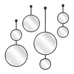 Benzara Suspended Rod Metal Encased Wall Mirror, Set of 4, Black