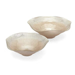 Benzara Glass Frame Bowl with Wavy Rim, Set of 2, Gray and Brown