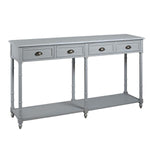 Benzara 58 Inches 4 Drawer Wooden Console Table with Cup Pulls, Gray