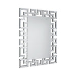 Benzara 47 Inches Greek Key Design Accent Mirror, Silver