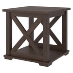 Benzara 22 Inches Rough Hewn Saw Wooden End Table with X Side Panels, Brown