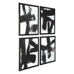 Benzara Wood Encased Abstract Wall Art, Set of 4, Black and White