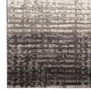 Benzara 84 x 60 Inches Abstract Grid Design Polypropylene Rug, Gray and Black