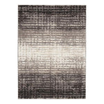 Benzara 84 x 60 Inches Abstract Grid Design Polypropylene Rug, Gray and Black