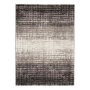 Benzara 84 x 60 Inches Abstract Grid Design Polypropylene Rug, Gray and Black