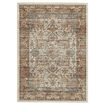 Benzara 84 x 63 Inches Polypropylene Rug with Medallion Print, Brown and Beige