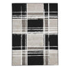 Benzara 84 x 63 Inches Polypropylene Rug with Geometric Design, Black and Gray