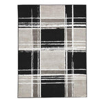 Benzara 84 x 63 Inches Polypropylene Rug with Geometric Design, Black and Gray