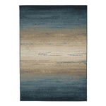 Benzara 90 x 61 Inches Polypropylene Rug with Stripe Design, Blue and Beige