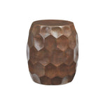 Benzara 18 Inches Honey Comb Inlaid Metal Stool, Copper