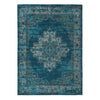 Benzara 87 x 63 Inches Polypropylene Rug with Medallion Print, Blue and Gray