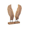 Benzara Wooden Feather Design Carved Sculpture, Set of 2, Brown