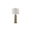 Benzara Textured Glass Table Lamp with Fabric Shade, Off White and Gold