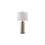 Benzara Textured Glass Table Lamp with Fabric Shade, Off White and Gold