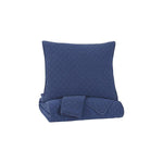 Benzara 3 Piece Diamond Quilted Polyester King Coverlet Set, Blue