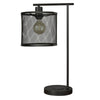Benzara Caged metal Drum Shade Desk Lamp with USB Dock, Black