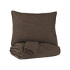 Benzara 3 Piece Diamond Quilted Polyester Queen Coverlet Set, Brown