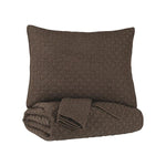 Benzara 3 Piece Diamond Quilted Polyester Queen Coverlet Set, Brown