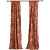 Benzara Paris 4 Piece Floral Print Fabric Curtain Panel with Ties, Orange