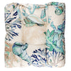 Benzara Rome Beach Print Fabric Thick Chair Pad with Tufted Details, White and Blue