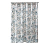 Benzara Madrid Beach Print Fabric Shower Curtain with Button Holes, White and Gray