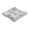 Benzara Madrid Beach Print Fabric Thick Chair Pad with Tufted Details, White and Gray
