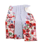 Benzara Seine Fabric Throw Blanket with Stripe and Floral Pattern, Blue