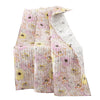Benzara Sava 60 `` Fabric Throw Blanket with Floral Pattern, Pink