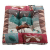 Benzara Tisa Fabric Tufted Chair Pad with Motifs and Ties, Multicolor
