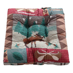Benzara Tisa Fabric Tufted Chair Pad with Motifs and Ties, Multicolor