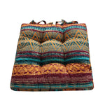 Benzara Prut Fabric Tufted Chair Pad with Diamond and Floral Pattern, Multicolor