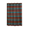 Benzara Oka Fabric Shower Curtain with Stripes and Button Holes, Orange and Brown