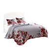 Benzara Dublin 2 Piece Reversible Pinstripe and Floral Border Twin Quilt Set, Multicolor